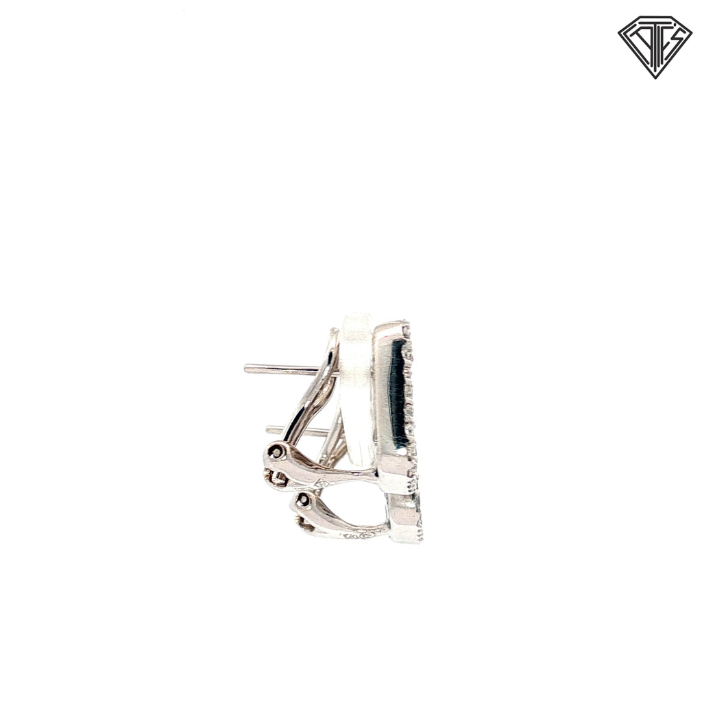 18k White Gold 2.10ct F VS1 Baguette and Round Invisible Set with Diamond Halo / Clip Back Earrings