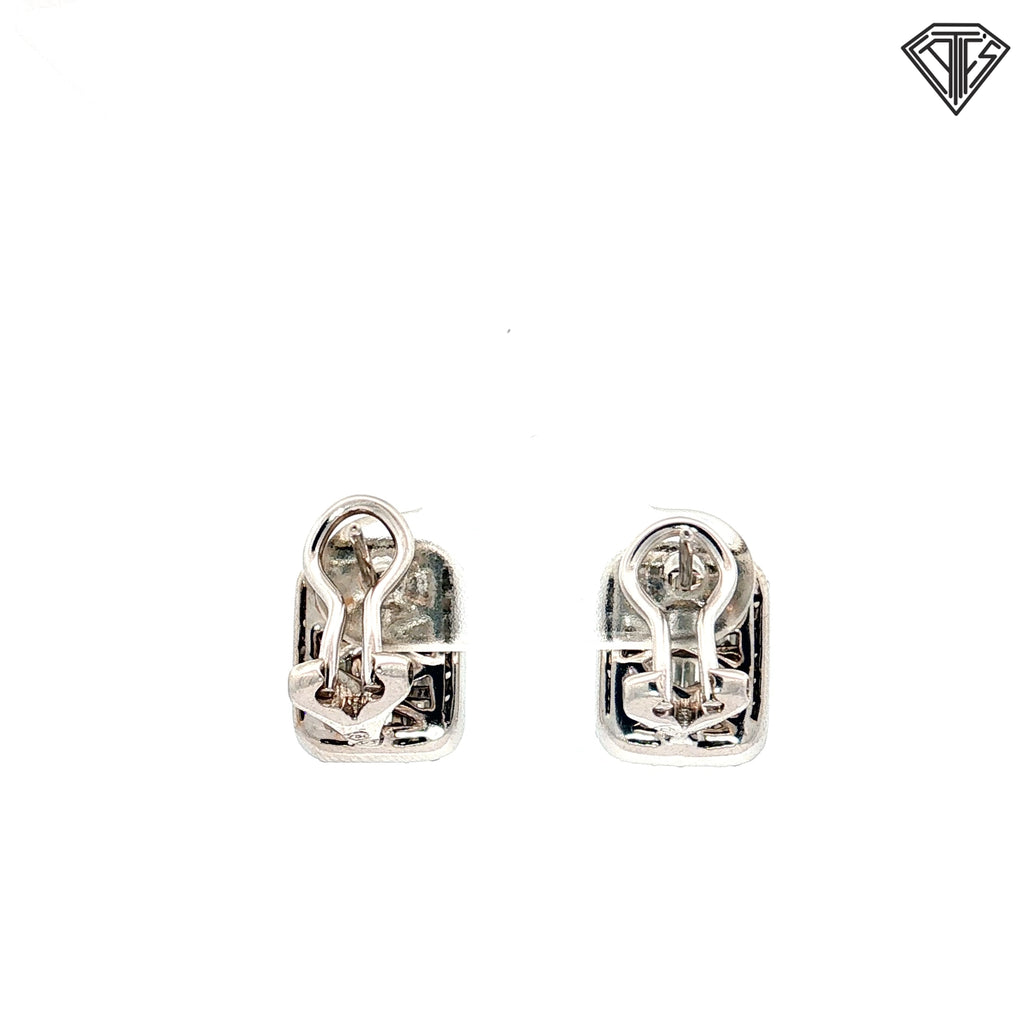 18k White Gold 2.10ct F VS1 Baguette and Round Invisible Set with Diamond Halo / Clip Back Earrings