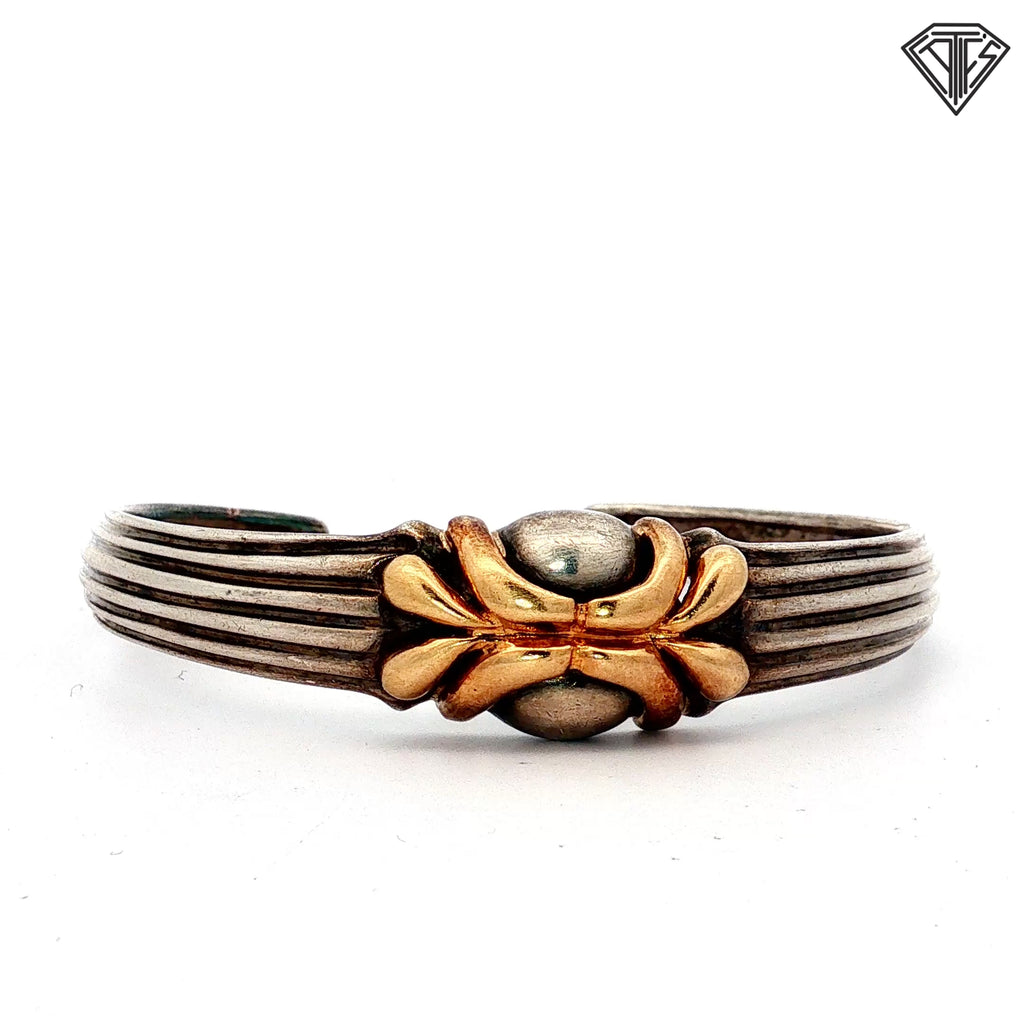 14k Yellow Gold / Silver Hinged Cuff 23.5 gram 6" inch Wrist Size
