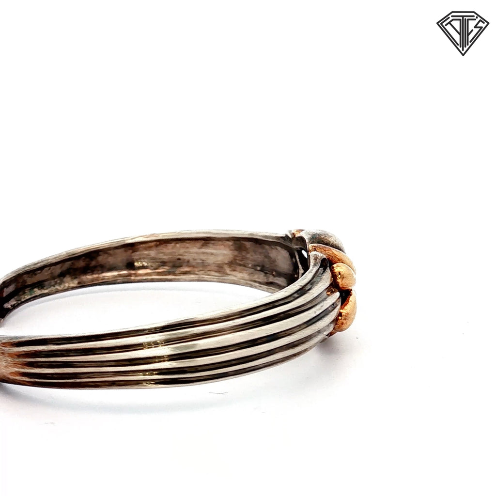 14k Yellow Gold / Silver Hinged Cuff 23.5 gram 6" inch Wrist Size