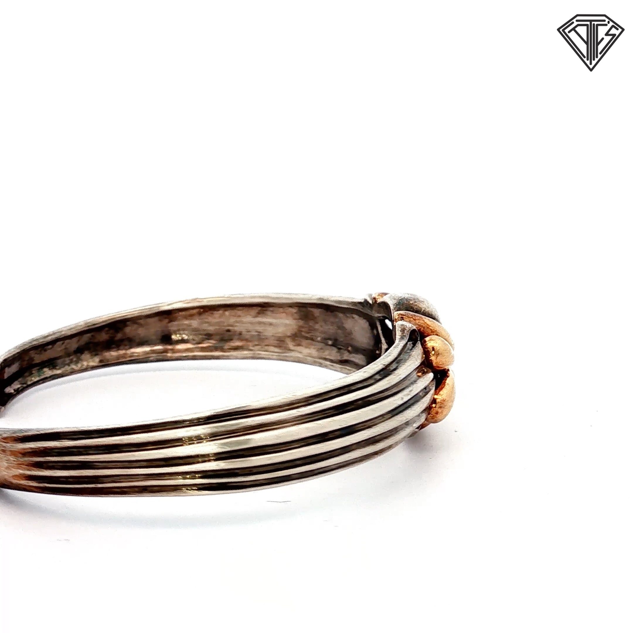 14k Yellow Gold / Silver Hinged Cuff 23.5 gram 6" inch Wrist Size