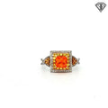 14k Two Tone Diamond Yellow Sapphire and Princess Cut Topaz /.24ct G SI1 Round Diamond /.24ct Yellow Sapphire Ring  Size 6.5