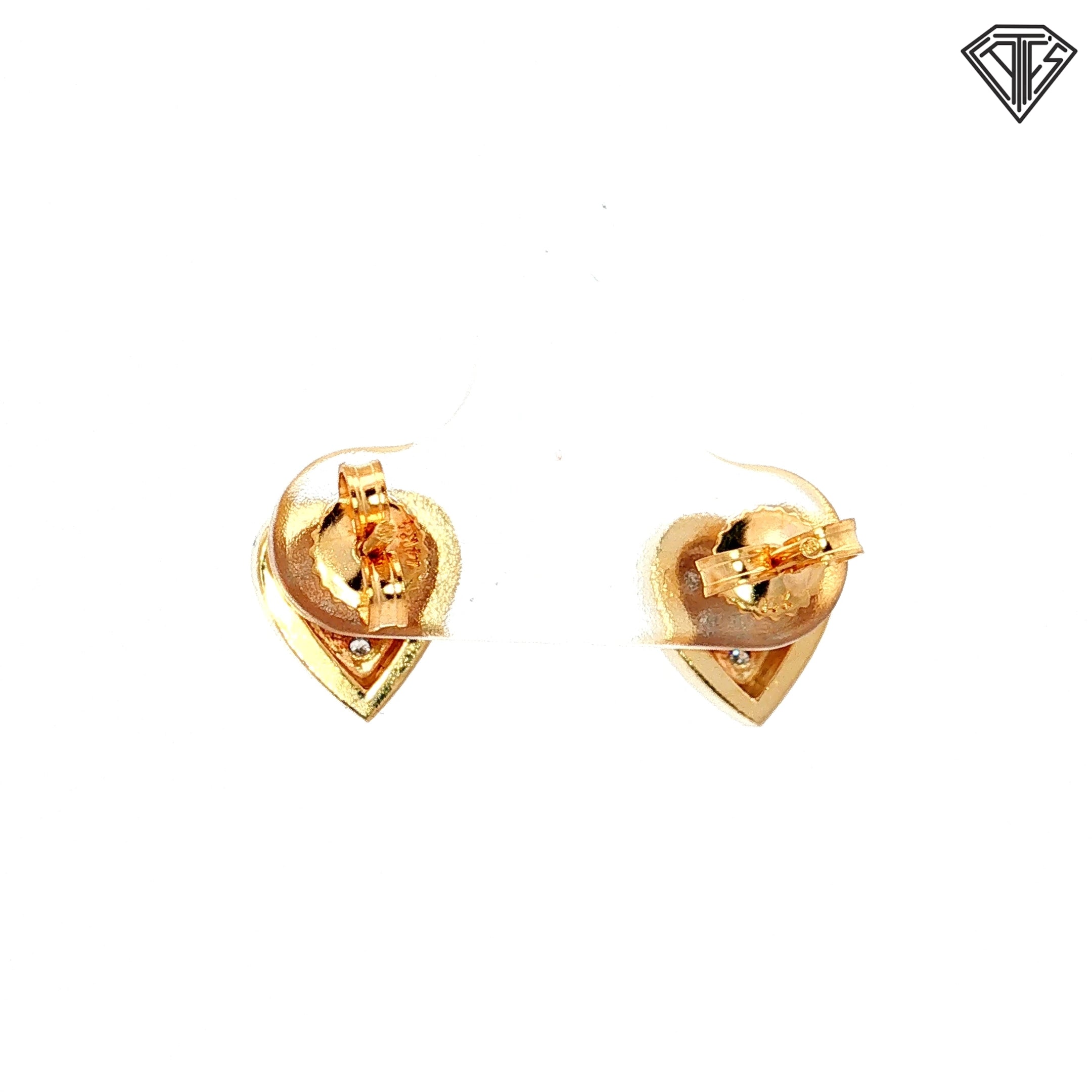 14k Two Tone .20ct G SI1 Diamond Heart Studs Earrings
