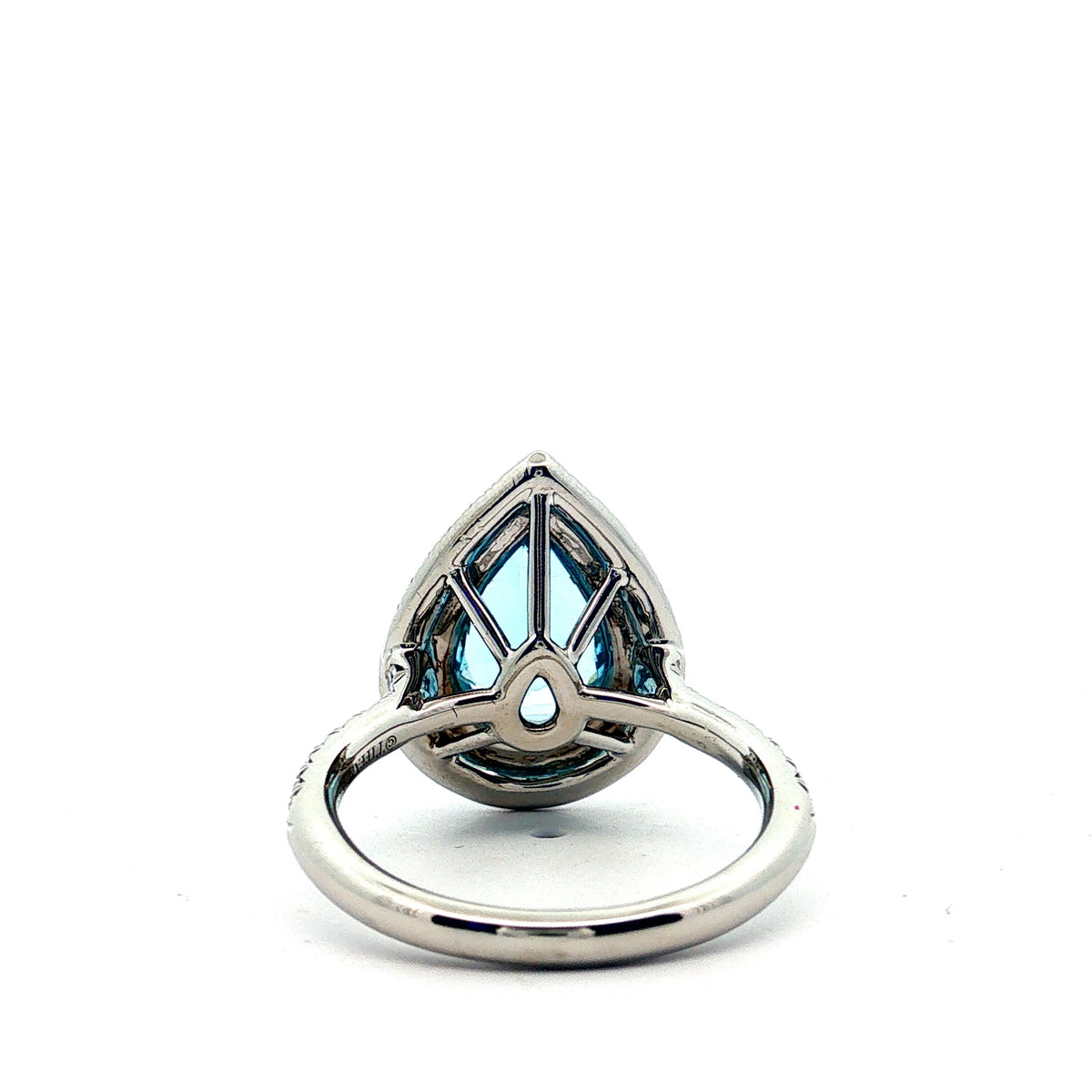 Pre-Love Tiffany & Co. Platinum 1.57ct Pear Shape Aquamarine and D,E,F VVS Round Diamond Solette Ring Size 5.5