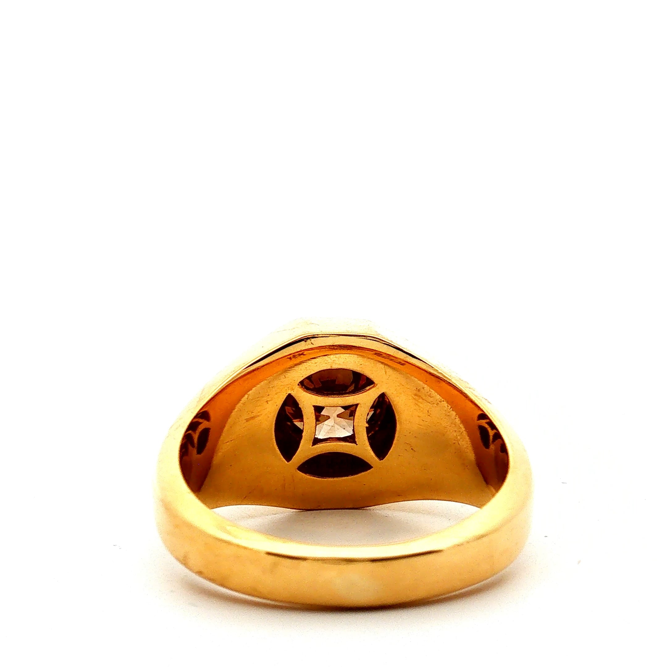 18k Yellow Gold 1.80ct VS1 Round Chocolate Diamond / .14ct G VS2 Princess Cut Diamond Approx. Ring Design By EFFY Size 10