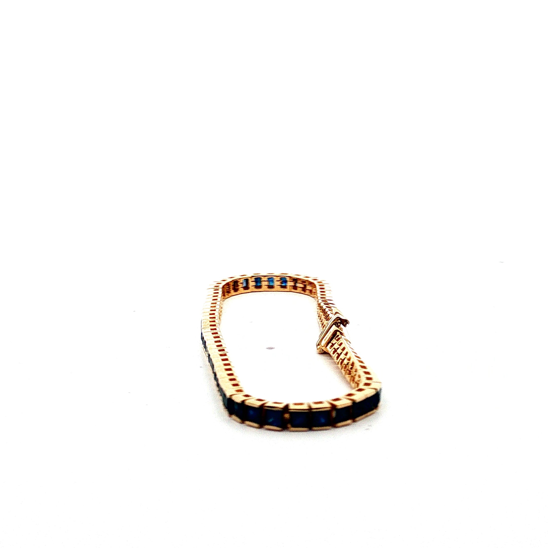 14k Yellow Gold 6.00ct Blue Sapphire Princess Cut Set in Calibrate Bracelet 7.5"inch Design By EFFY