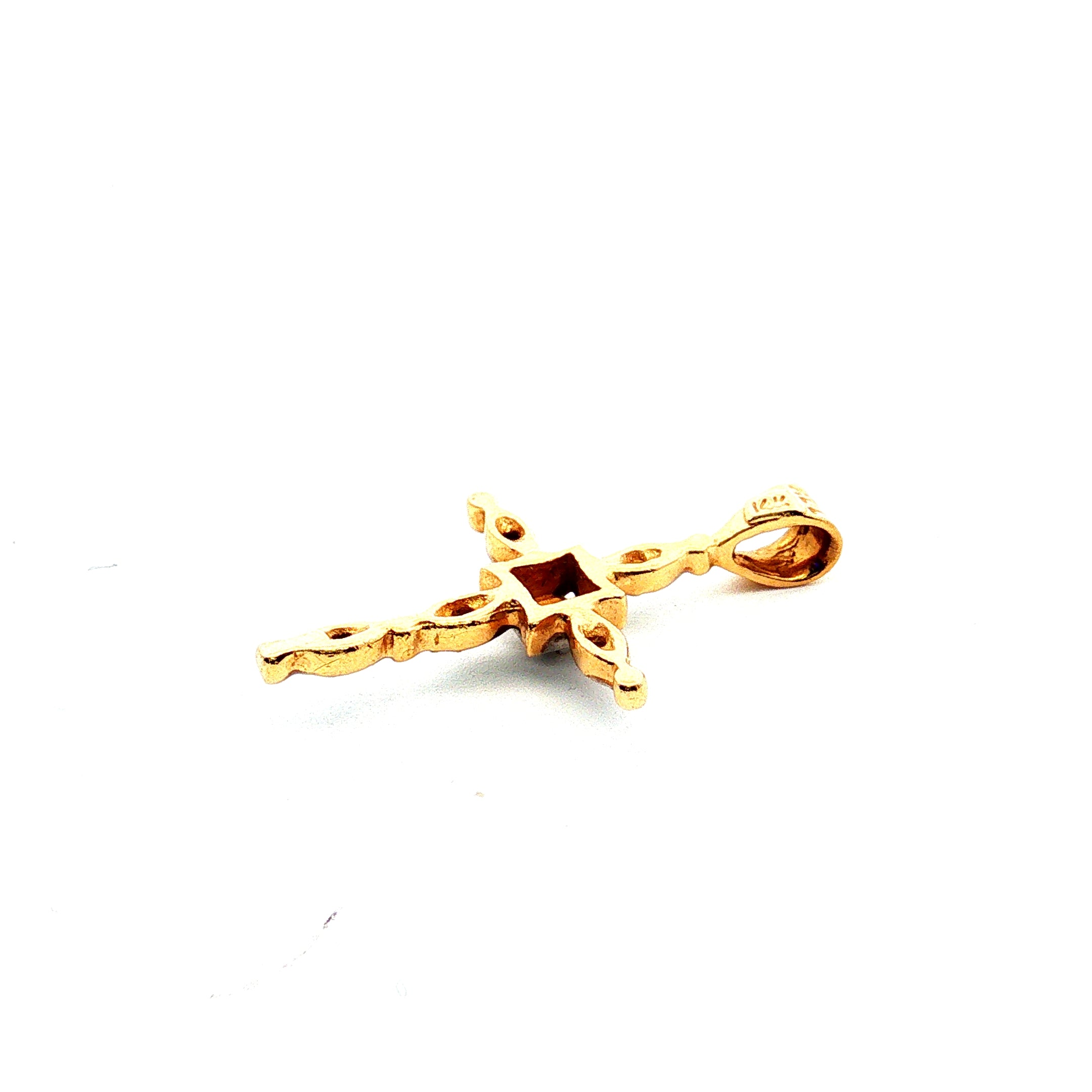 14k Two Tone .05ct Round Diamond Cross Pendant 1.00 gram 1"inch