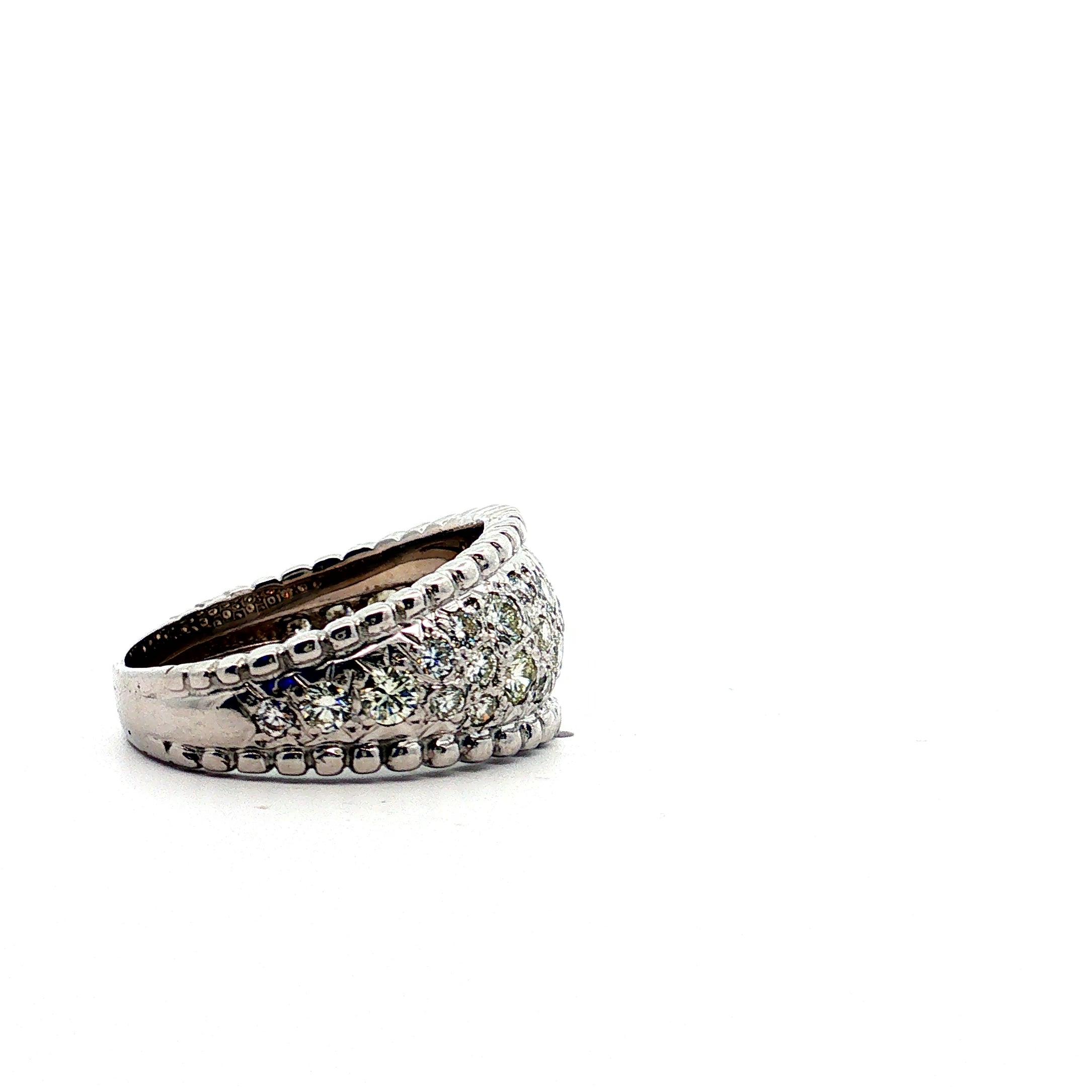 14k White Gold 1.85ct F/G VS2 Round Diamond Approx. Cigar Band Size 9.5
