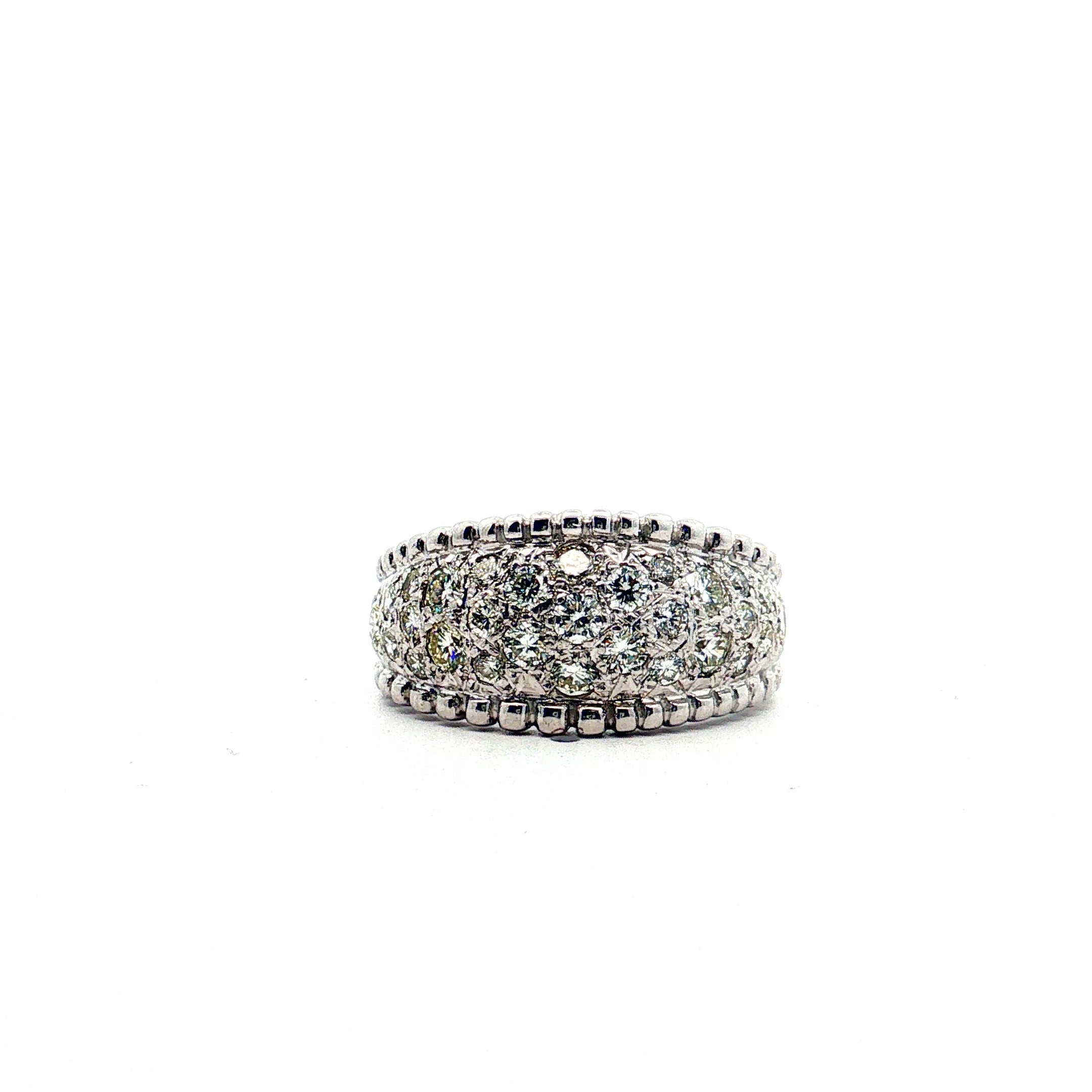 14k White Gold 1.85ct F/G VS2 Round Diamond Approx. Cigar Band Size 9.5