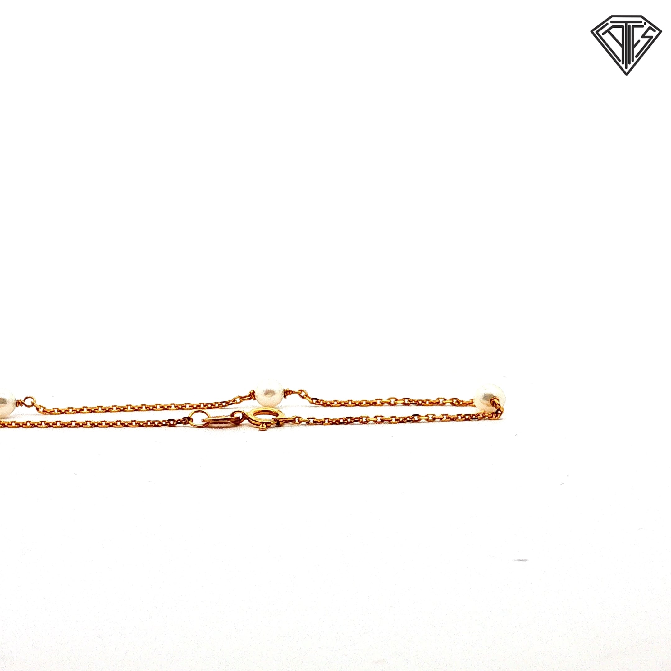 14k Yellow Gold (4)Pearl and Link Bracelet 7"inch 1.30 gram