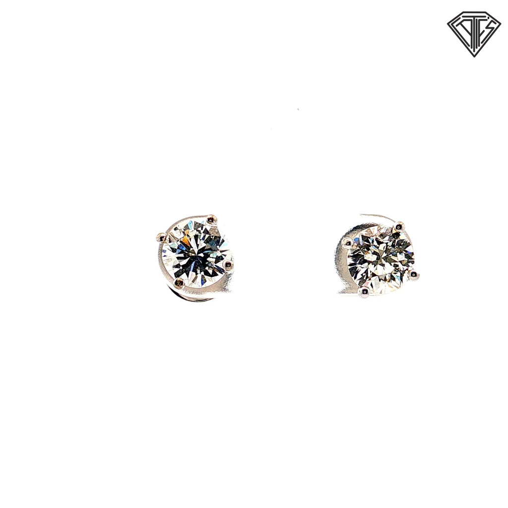 14k White Gold 2.02ct H/I VS2 / F/G SI1 Approx. Round Diamond Stud Earrings