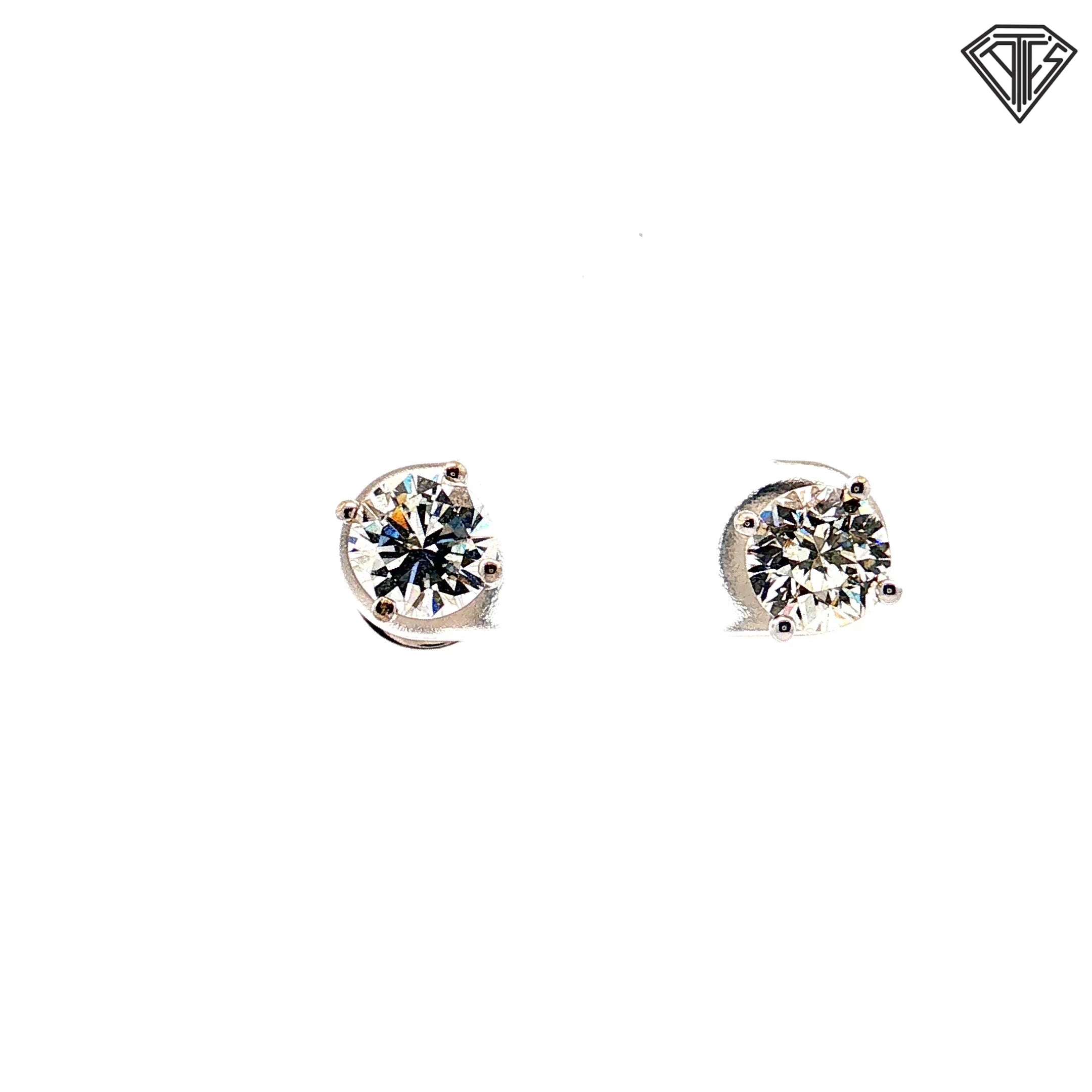 14k White Gold 2.02ct H/I VS2 / F/G SI1 Approx. Round Diamond Stud Earrings