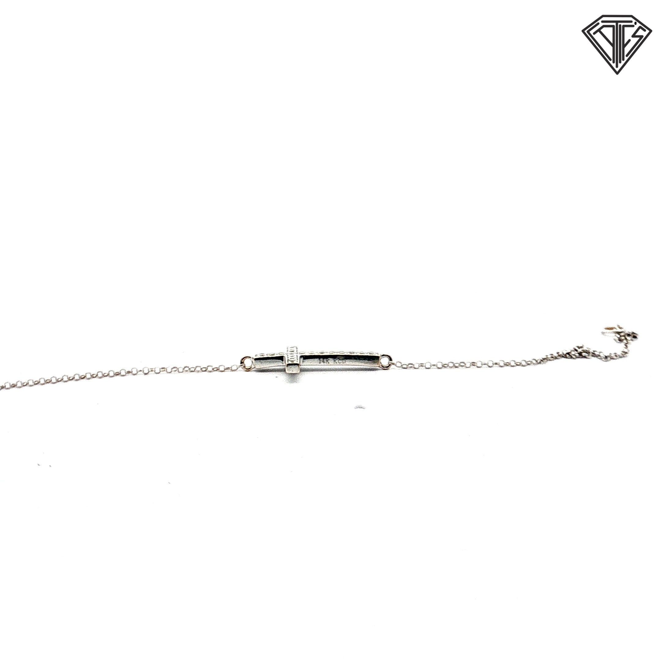 14k White Gold .20ct G VS2 Round Diamond Cross Bracelet  7.5"inch