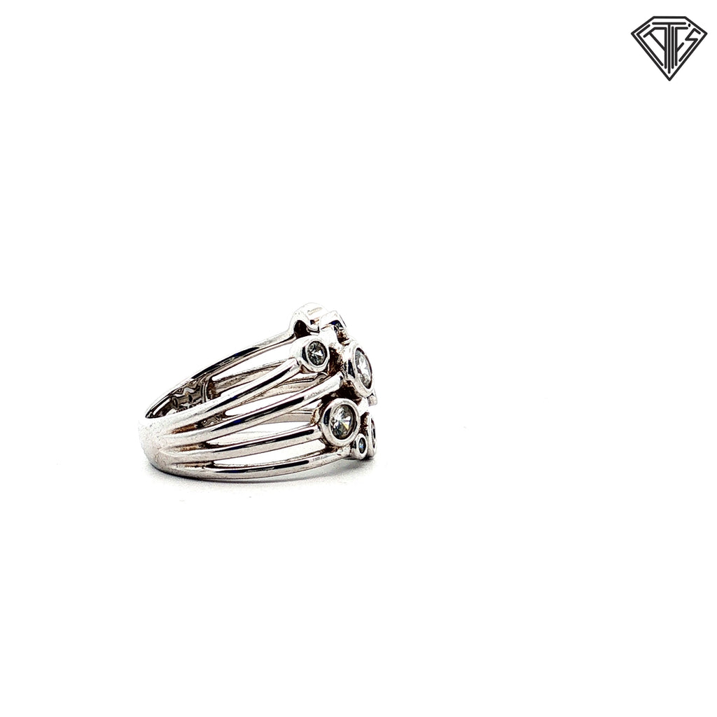 Pre-Loved PAJ Silver Multi-Row / Approx. 2.00ct Round Cubic Zirconium Stone Size 7