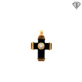 18k Yellow Gold .40ct F VS1 Round Diamond/ Onyx Design Cross 16.3 gram