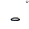Platinum Vintage 1.50ct Round Blue Sapphire Eternity Band Size 6