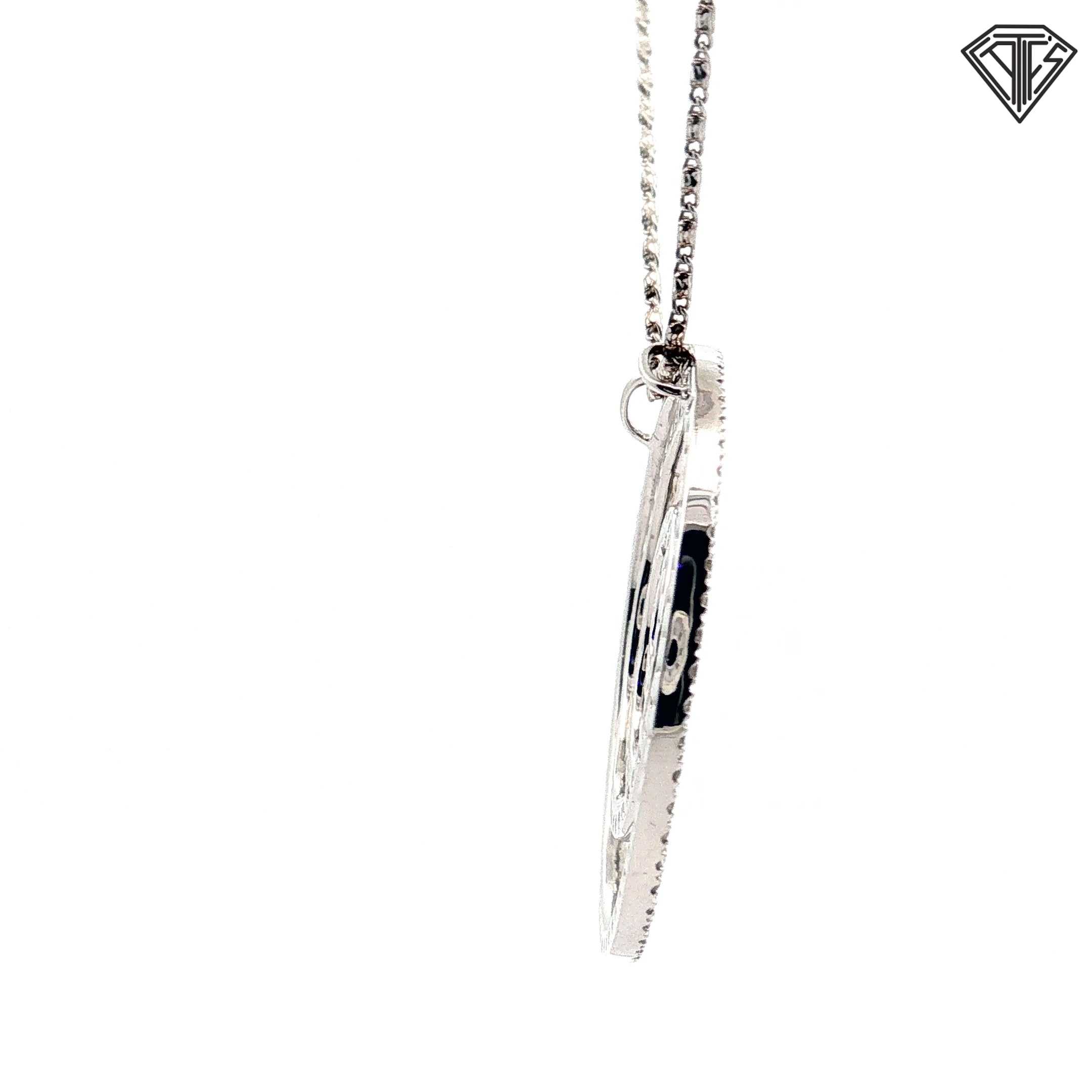 14k White Gold .75ct G SI1 Round Diamond Circle Swirl Pendant 18"inch 8.0gram