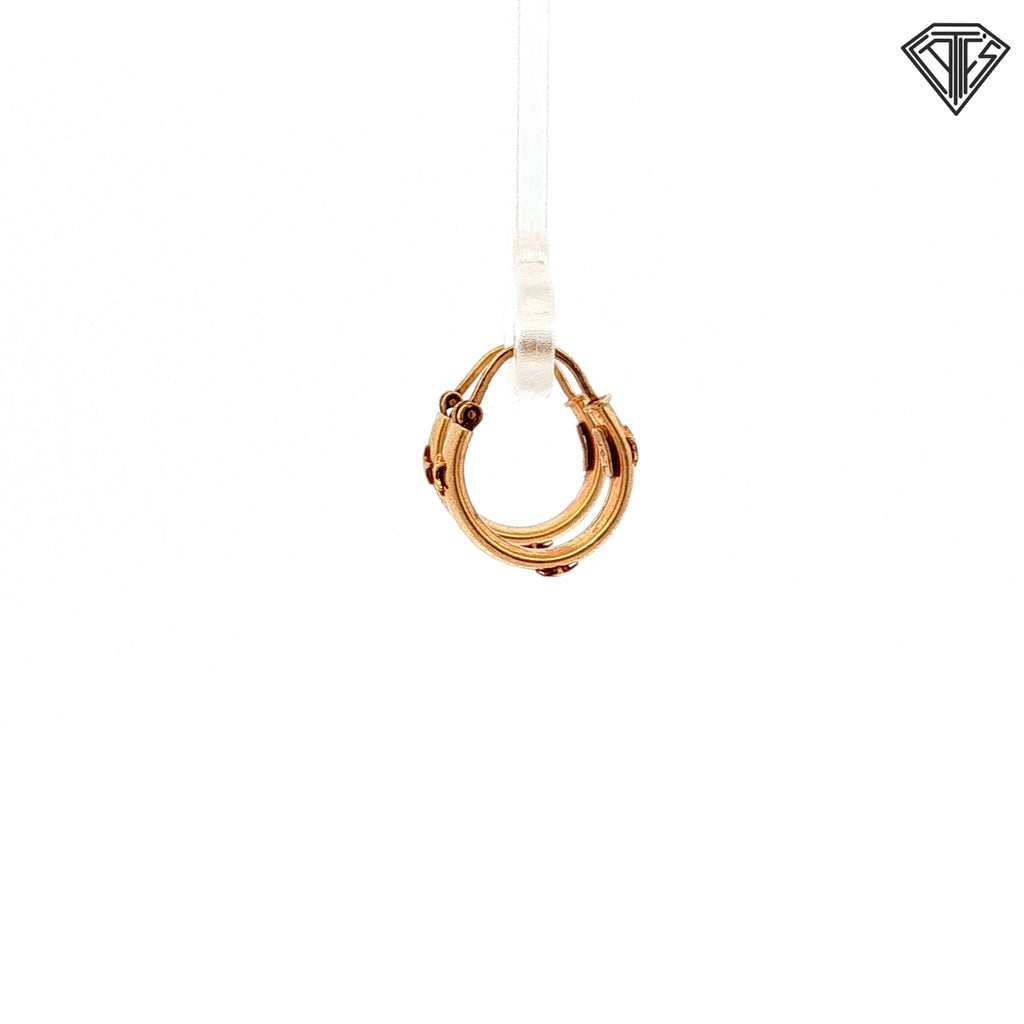 18k Yellow Gold Hoop with (3)Stars Earrings 1.6 gram