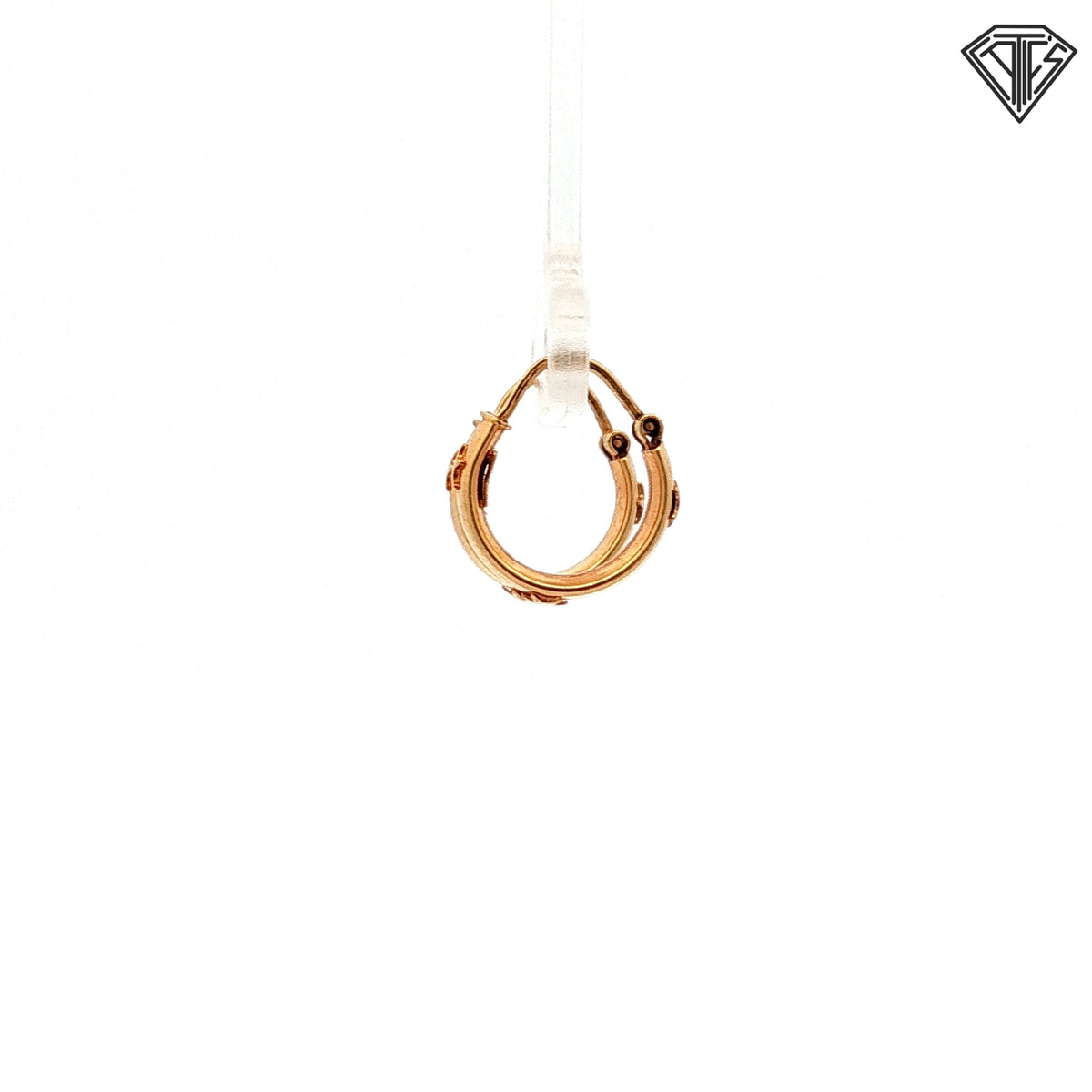 18k Yellow Gold Hoop with (3)Stars Earrings 1.6 gram