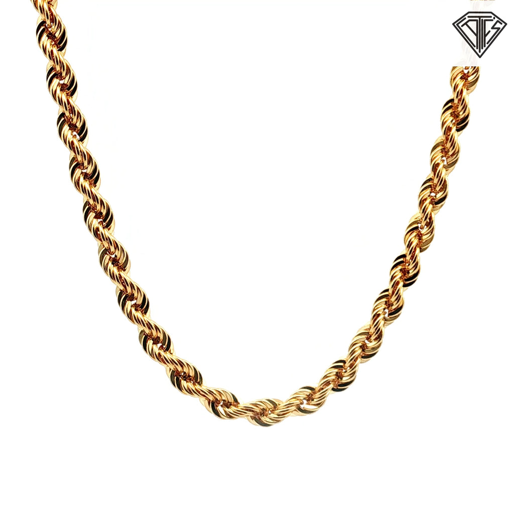 14k Yellow Gold Hollow Rope Necklace 11.7 gram 20"inch