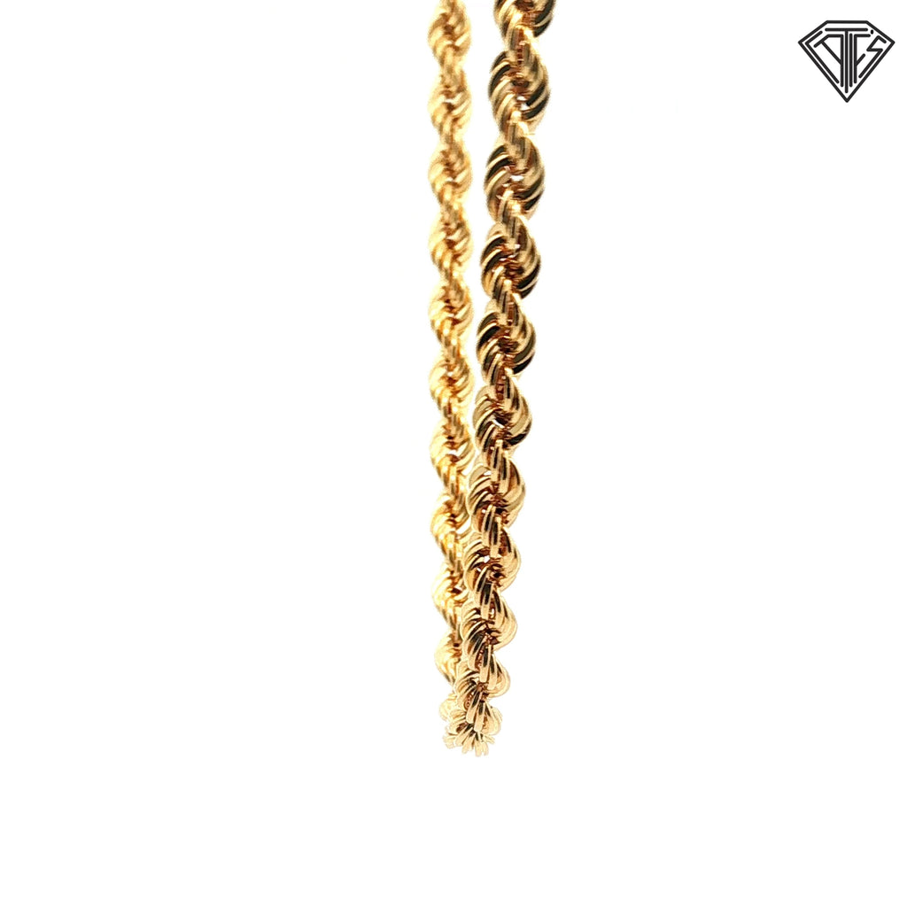 14k Yellow Gold Hollow Rope Necklace 11.7 gram 20"inch