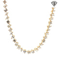 14k Yellow Gold 6.60ct G/H VS2/SI1 Pear, Emerald, Round , Princess Cut, Oval and Marquise Half Tennis and Half Necklace  18"inch