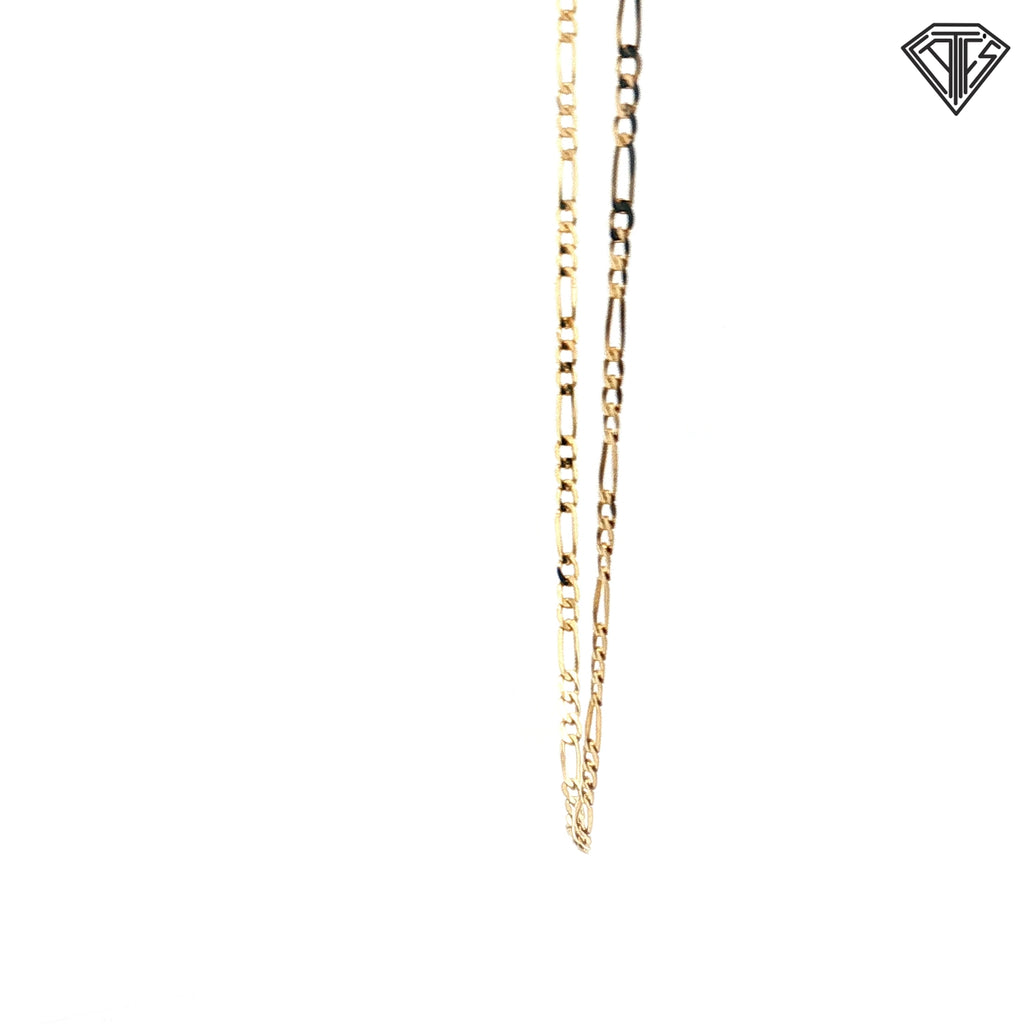 14k Yellow Gold Figaro Necklace 3.6gram 2.33mm 18"inch