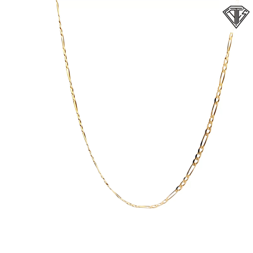 14k Yellow Gold Figaro Necklace 3.6gram 2.33mm 18"inch