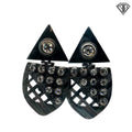 Pre-Loved Oversized Gun Metal Round Rhinestone Clip-On Earrings
