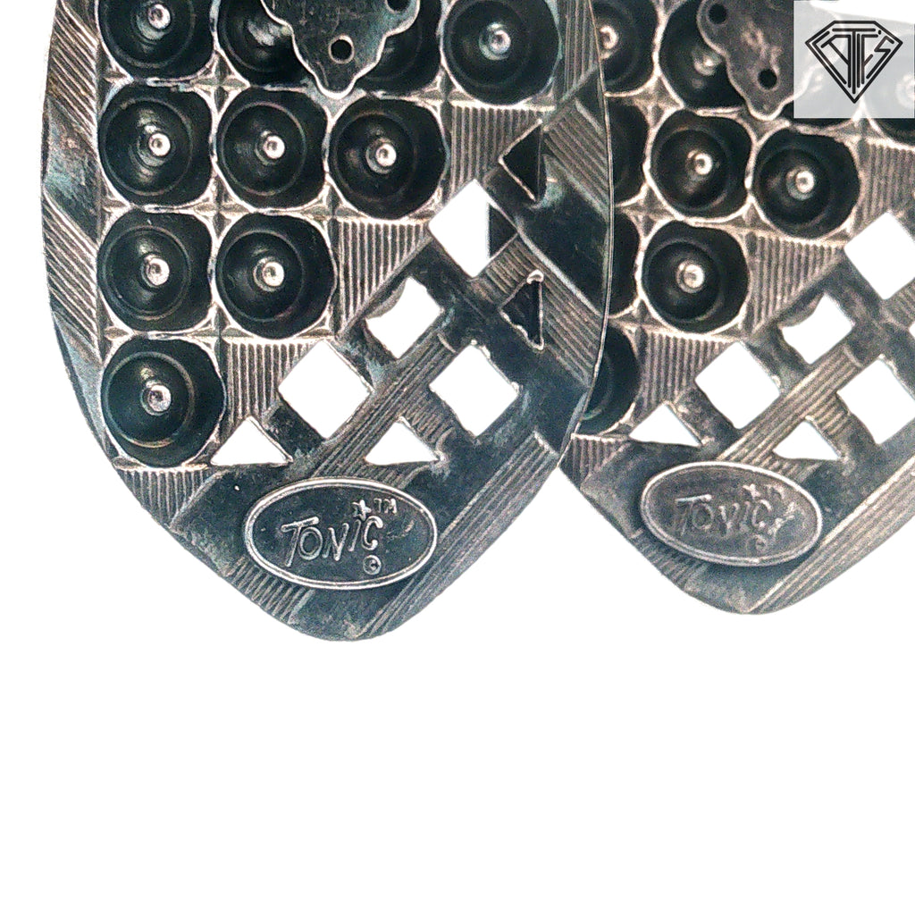 Pre-Loved Oversized Gun Metal Round Rhinestone Clip-On Earrings