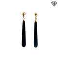 14k Yellow Gold Onyx Drop Earrings with Push Back