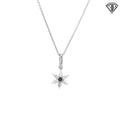 18k White Gold .29ct E VS1 Round Diamond /.03ct Round Alexandrite Flower Pendant  18"inch