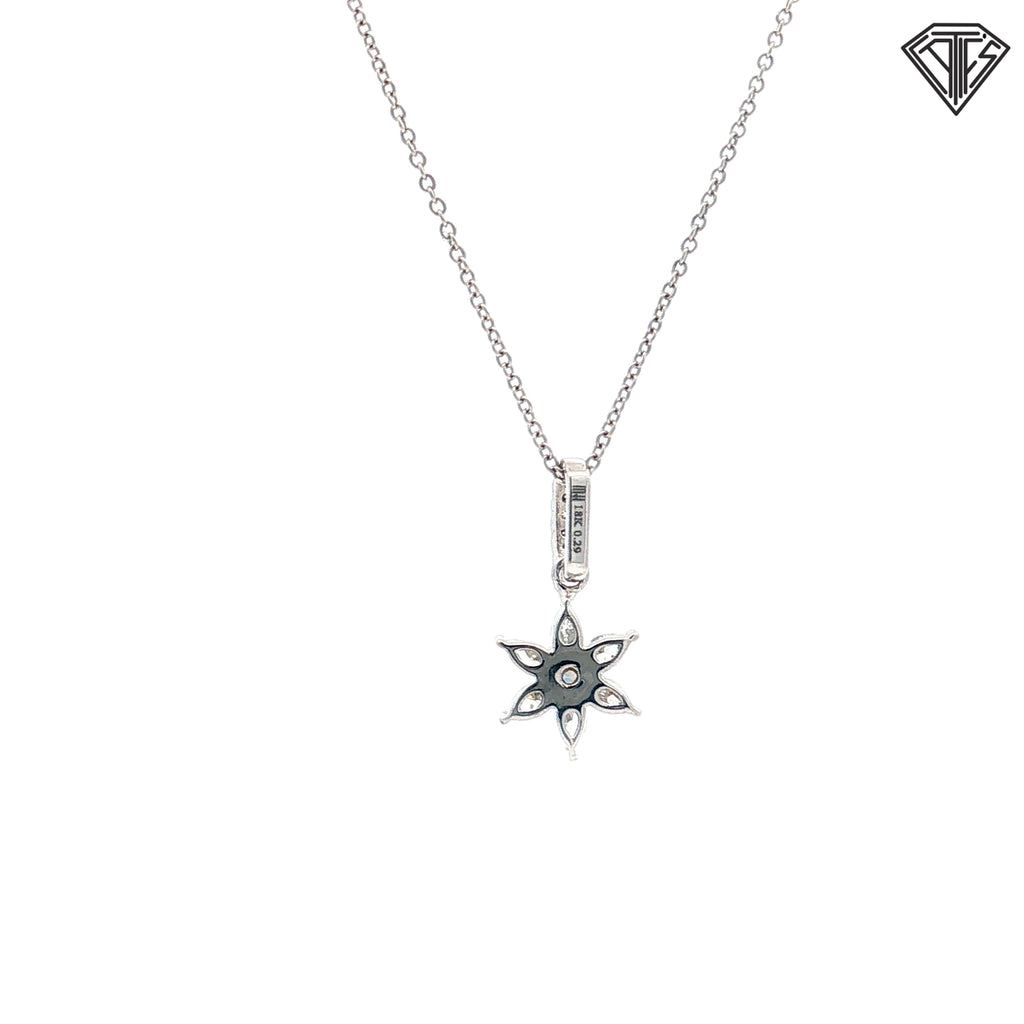 18k White Gold .29ct E VS1 Round Diamond /.03ct Round Alexandrite Flower Pendant  18"inch
