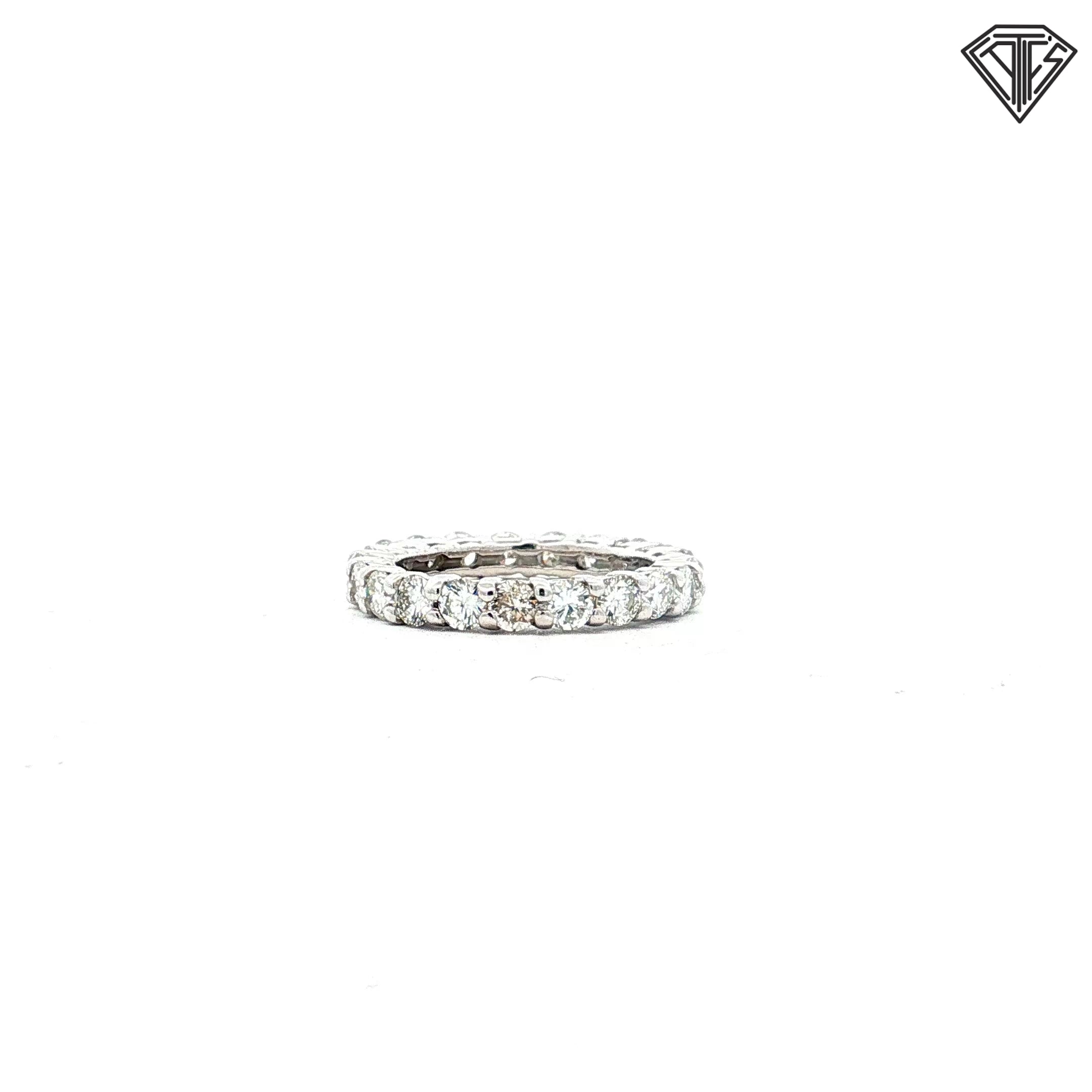 14k White Gold 2.50ct F VS2 Round Diamond Eternity Ring Size 5.5