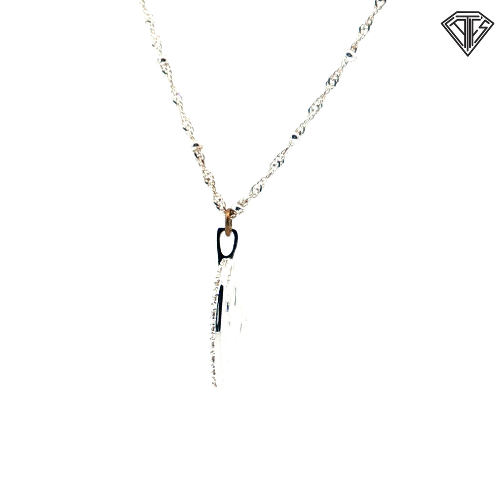 925 Sterling Silver .15ct Round Cubic Zirconium Stone Double Heart Necklace 30"inch