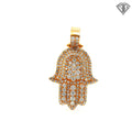 14k Yellow Gold 5.00ct G VS2 Round Diamond Khamsa Pendant 30.8 Gram 2"inch
