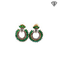 14k Two Tone 2.25ct Columbian Marquise Shape Emerald/ .25ct G SI2 Round Diamond Earrings  4.4 gram