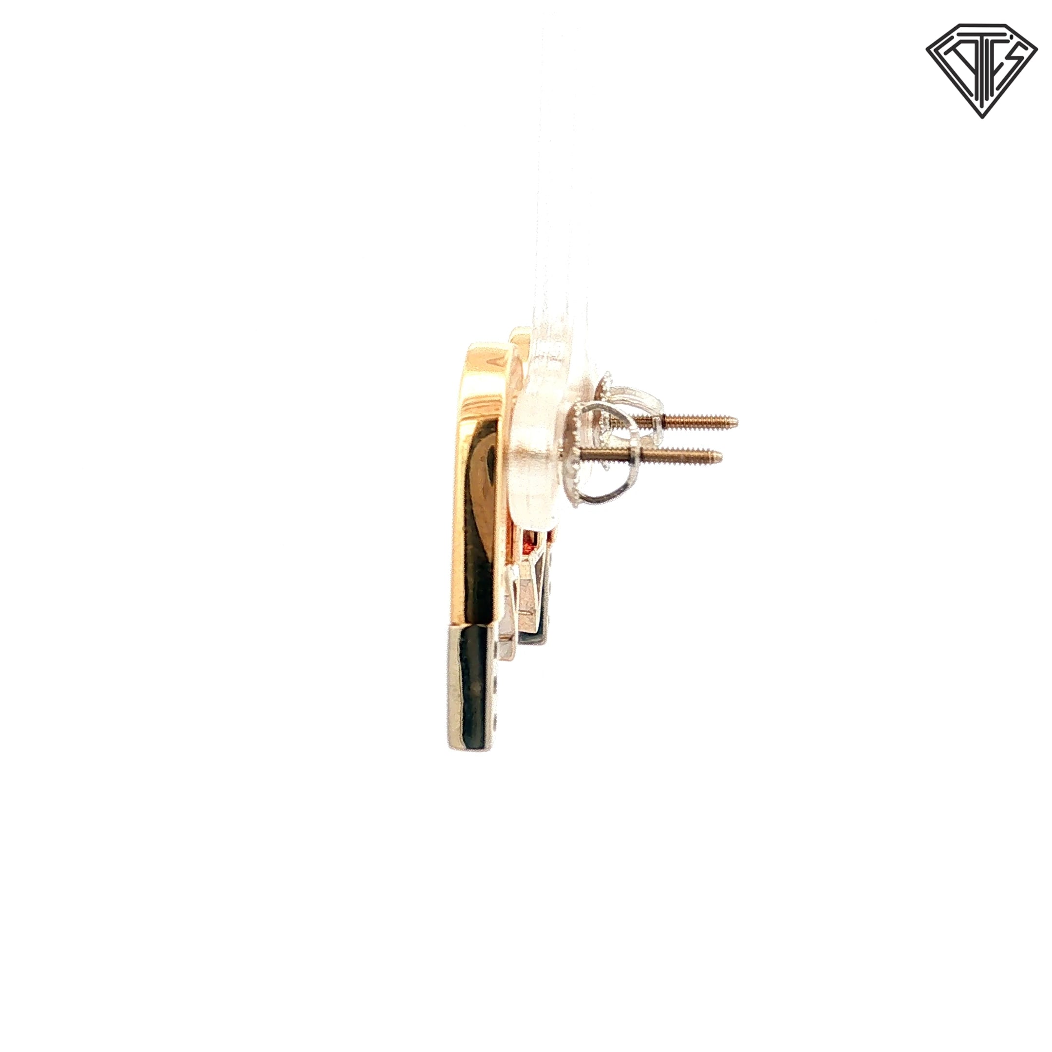 14k Two Tone .50ct G SI1 Round and Trillion Diamond Arrow Drop Earrings / Signed By Marley