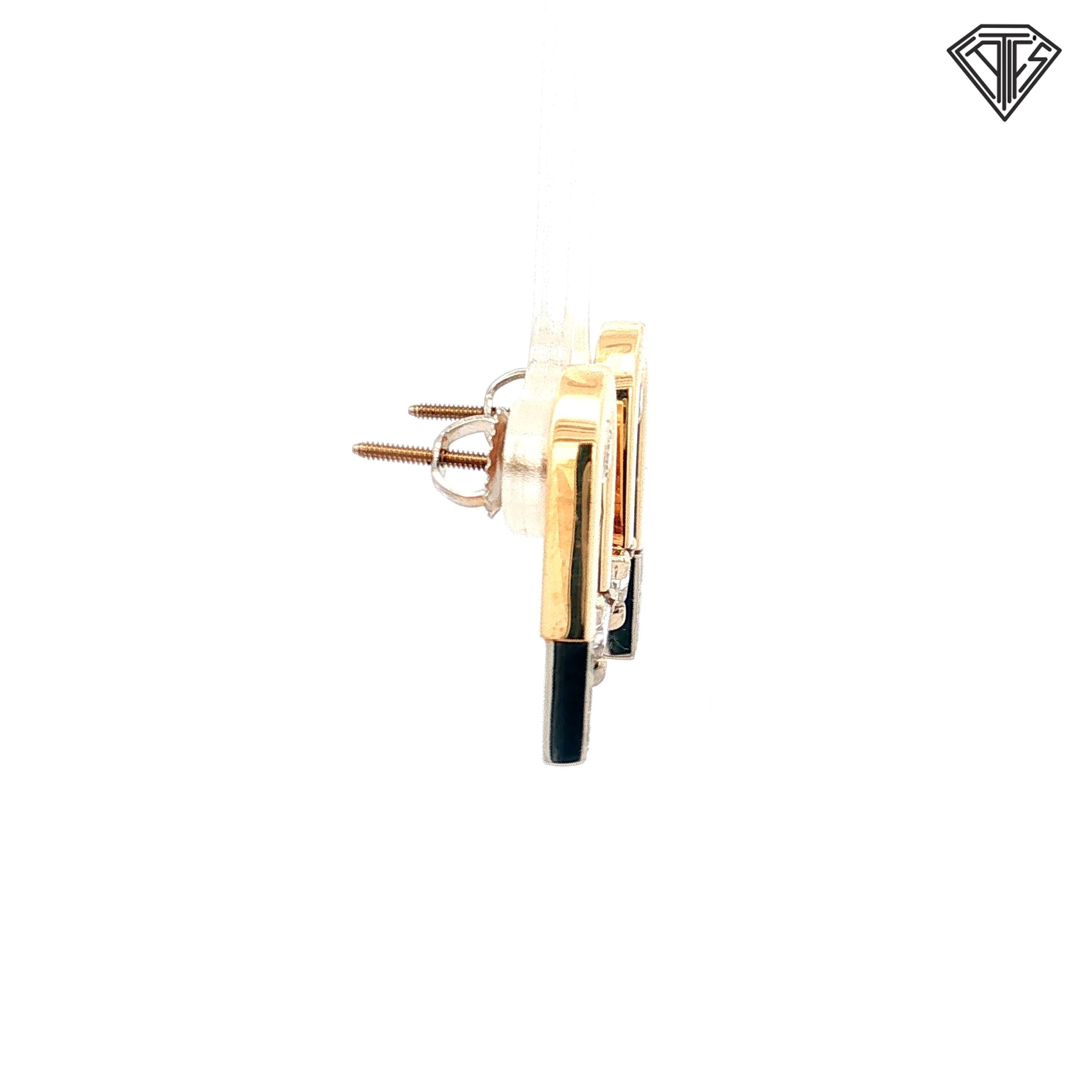 14k Two Tone .50ct G SI1 Round and Trillion Diamond Arrow Drop Earrings / Signed By Marley
