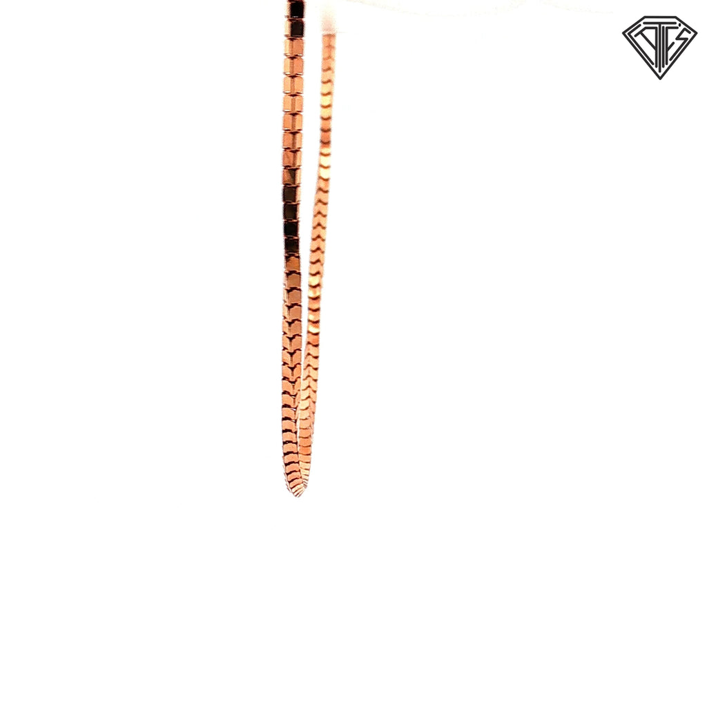 925 Sterling Silver Rose Gold Plated Bolo Box Necklace 24"inch  5.1 gram