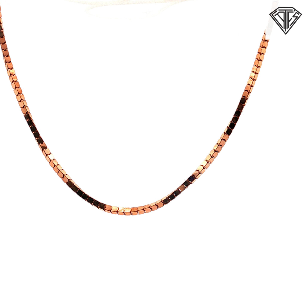 925 Sterling Silver Rose Gold Plated Bolo Box Necklace 24"inch  5.1 gram