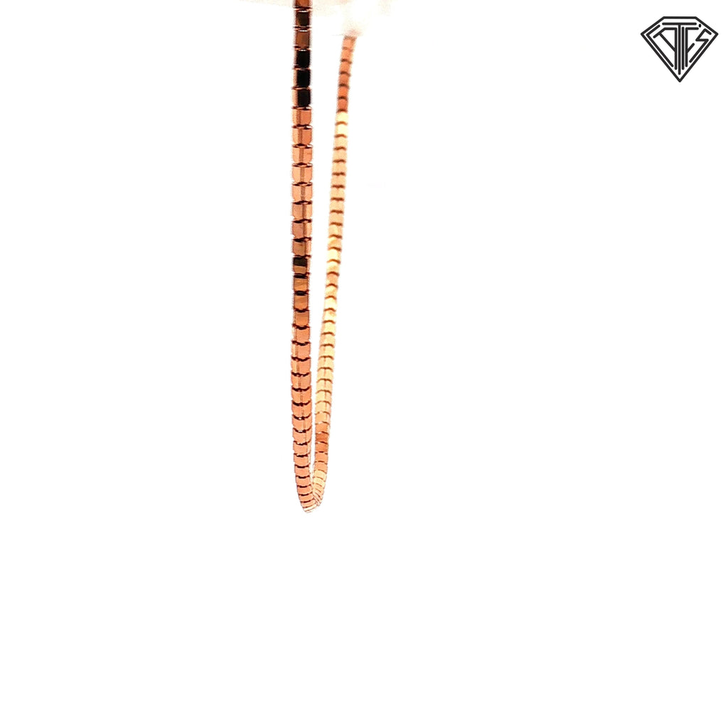 925 Sterling Silver Rose Gold Plated Bolo Box Necklace 24"inch  5.1 gram