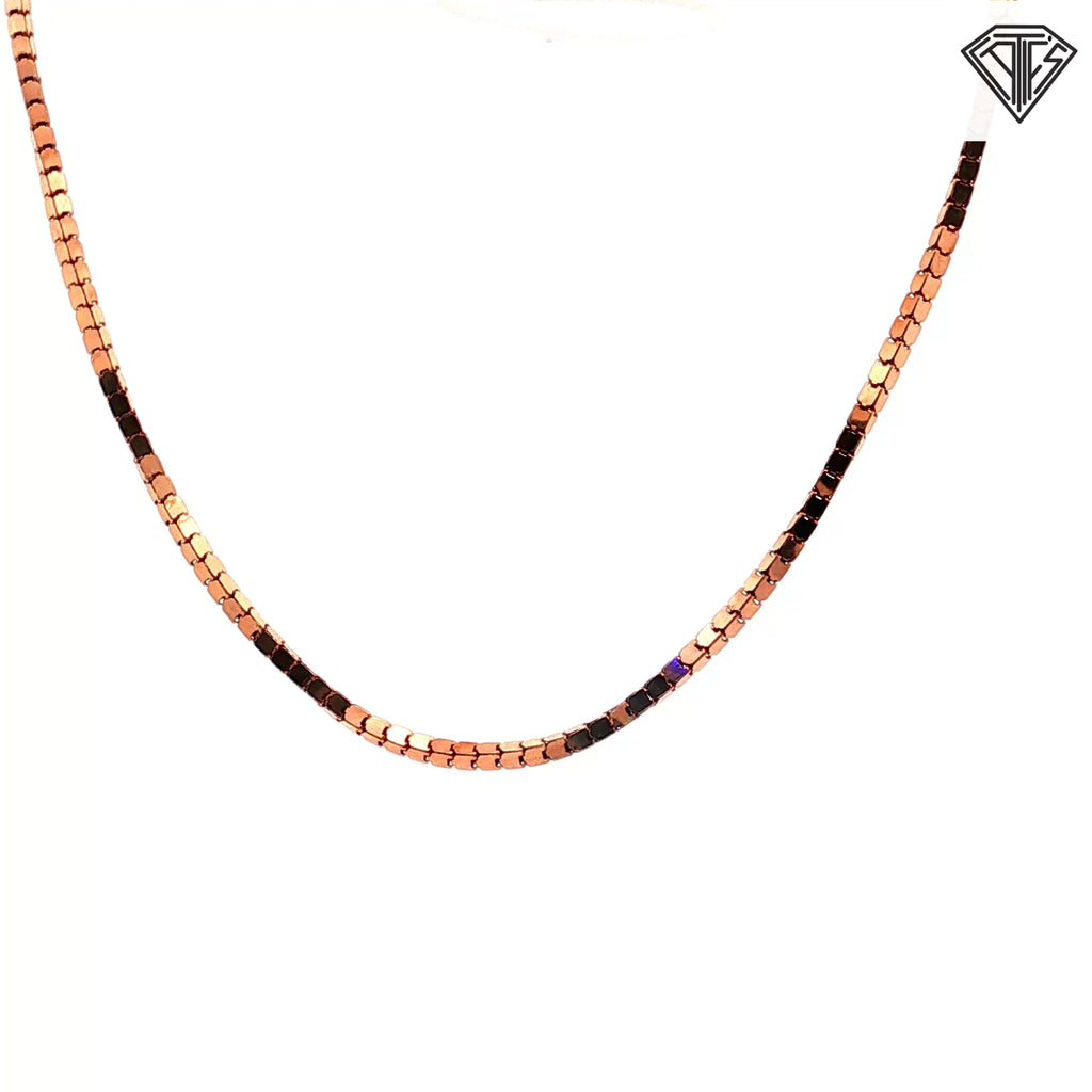 925 Sterling Silver Rose Gold Plated Bolo Box Necklace 24"inch  5.1 gram