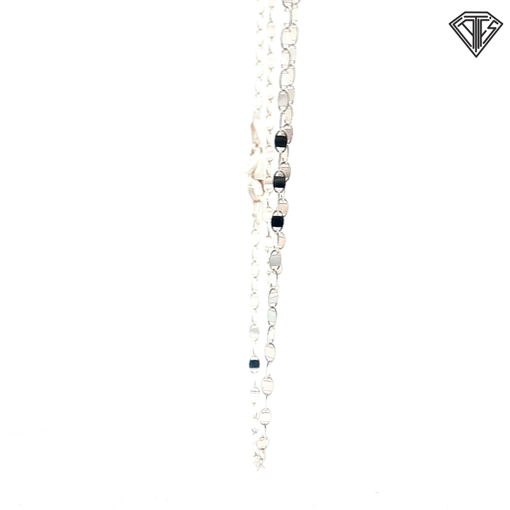 925 Sterling Silver Faceted Oval Link Necklace 30"inch 9.00 gram