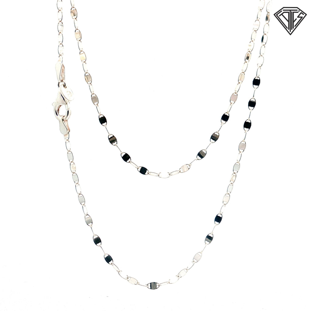 925 Sterling Silver Faceted Oval Link Necklace 30"inch 9.00 gram