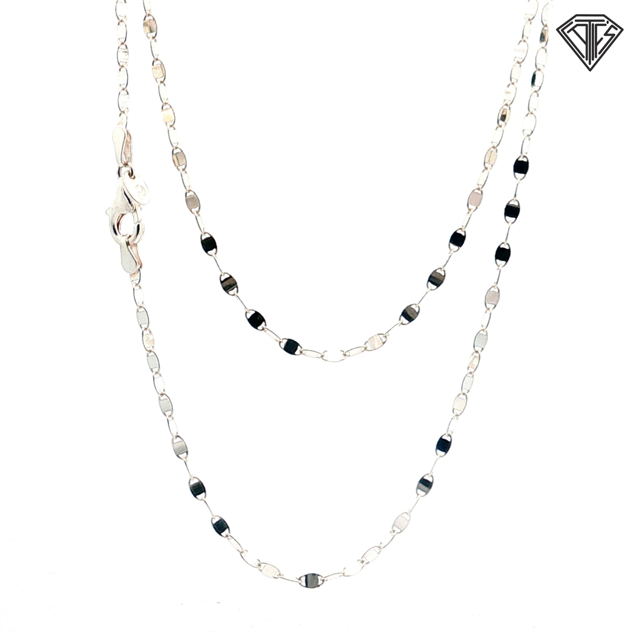 925 Sterling Silver Faceted Oval Link Necklace 30"inch 9.00 gram