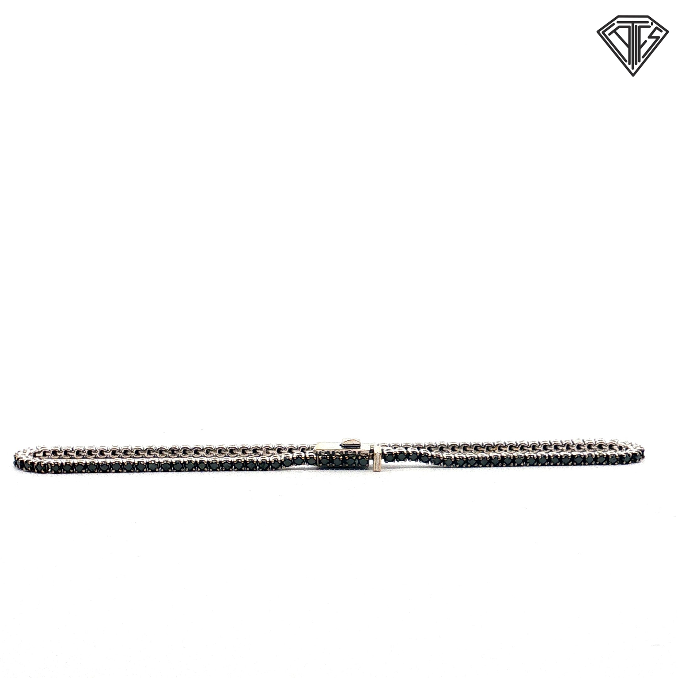 18k White Gold 2.00ct Round Black Diamond Mini Tennis Bracelet  7"inch