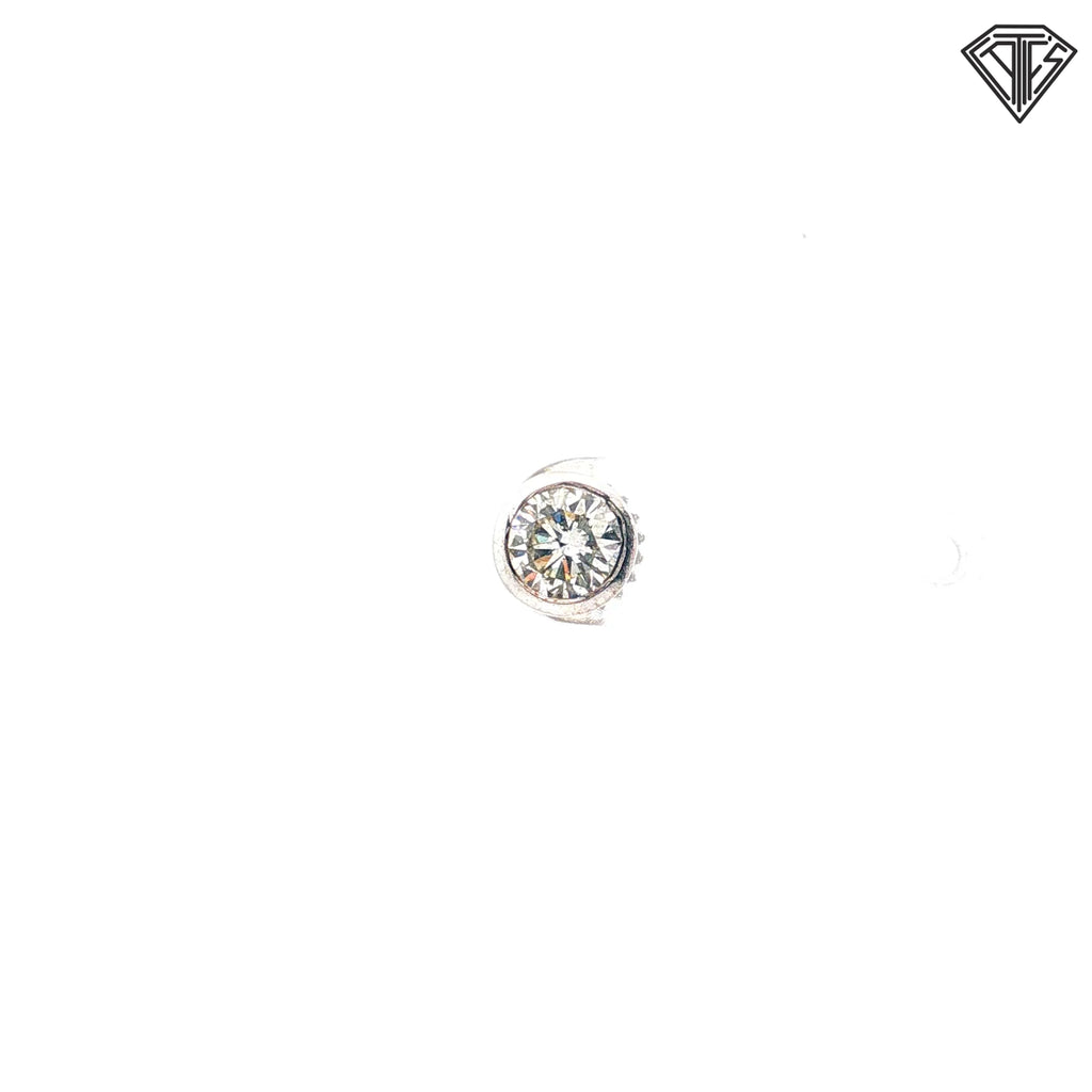 14k White Gold .50ct G SI1 Round Diamond Bezel Set Single Stud Earring