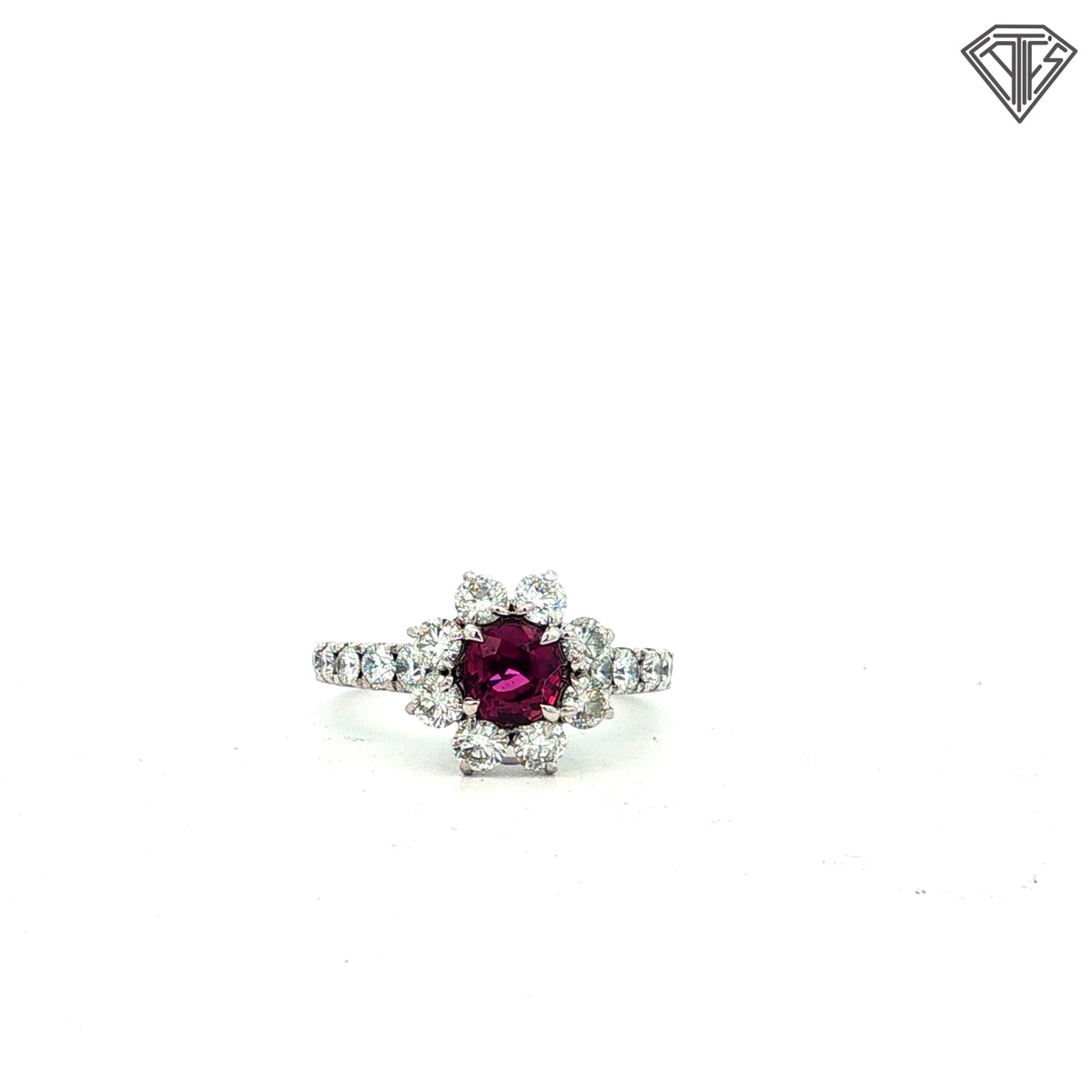 Platinum 1.25ct E/F VS1 Round Diamond /.80ct Cushion Pink Sapphire Size 6 Certified By GIA #2245004256