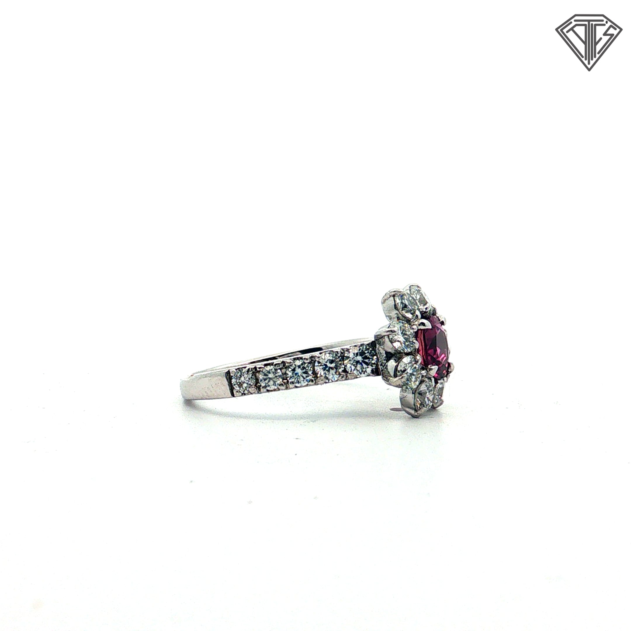 Platinum 1.25ct E/F VS1 Round Diamond /.80ct Cushion Pink Sapphire Size 6 Certified By GIA #2245004256